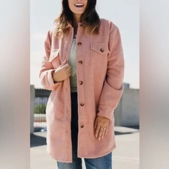 Jackson Rowe "Panama Coat" Shacket Jacket Pink Size Medium - Picture 9 of 10